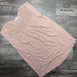 Pink Lace Detail Women's Top